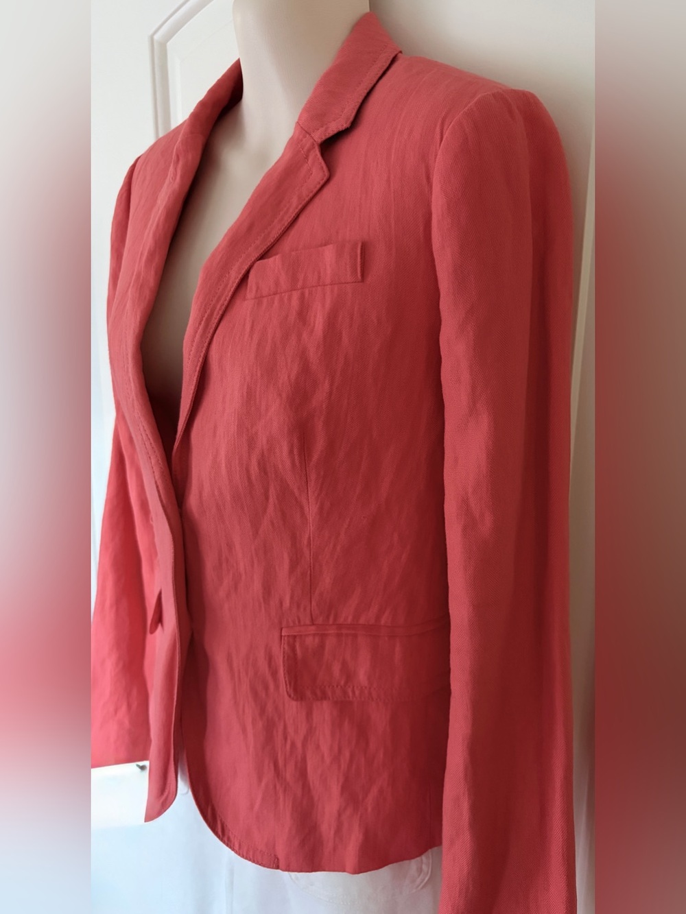 J.Crew Coral Pink Classic Schoolboy Blazer Herringbone Textured Jacket Size 2